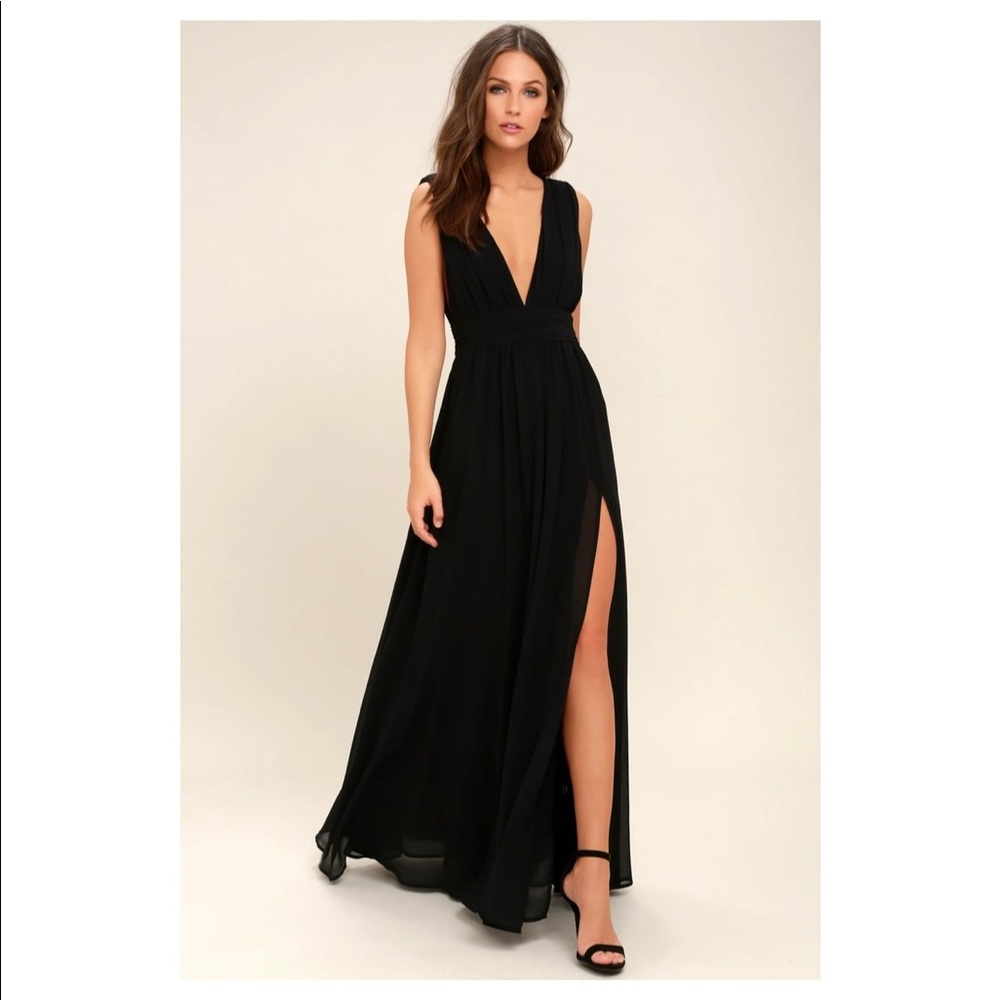 NWT Lulu’s Heavenly Hues Black Maxi Dress